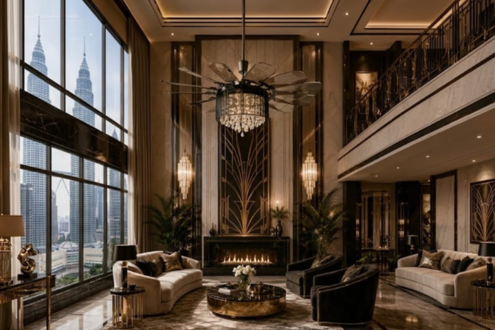 Chandelier Ceiling Fans for Luxury Foyers & Double-Height Living Rooms