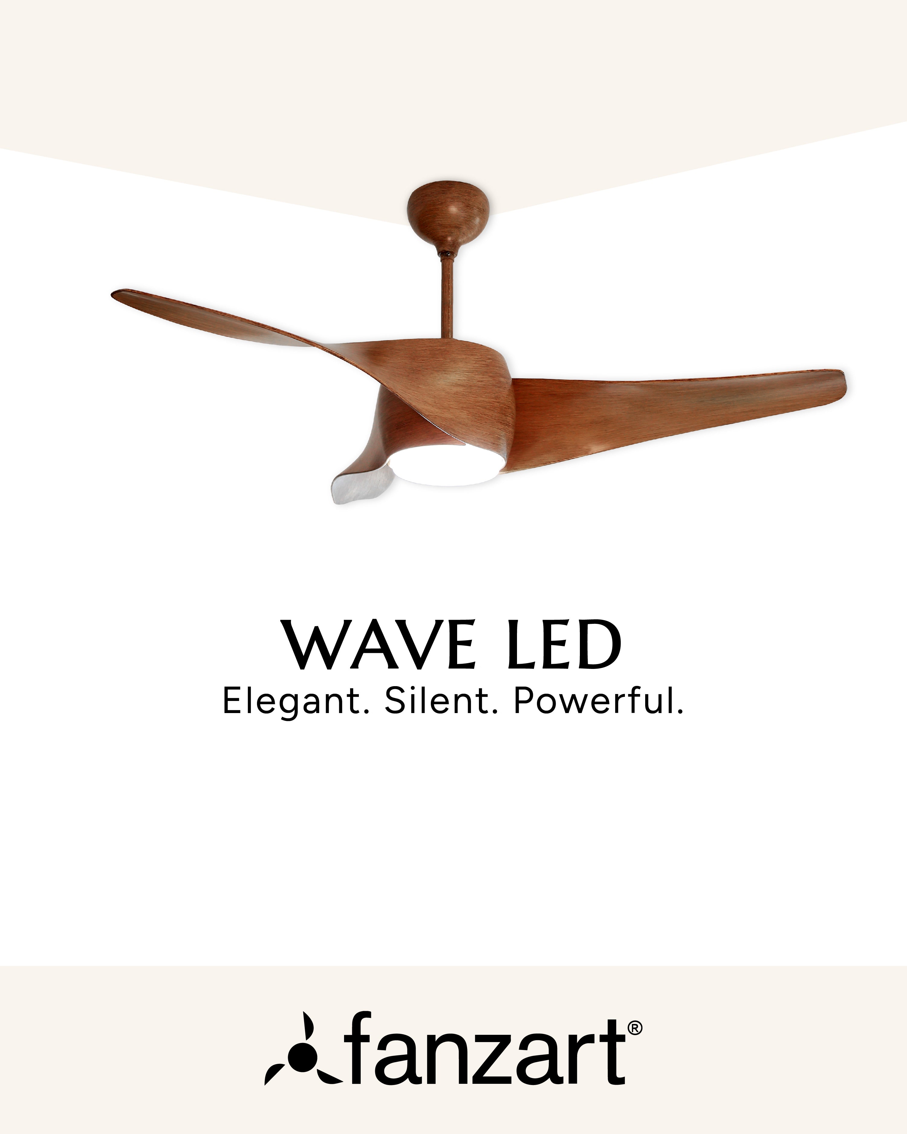 Wave Brown LED- Modern Wooden - FANZART FANS